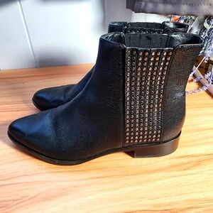 Diane Von Furstenberg Black Studded Ankle Boots 7.5 M Like New